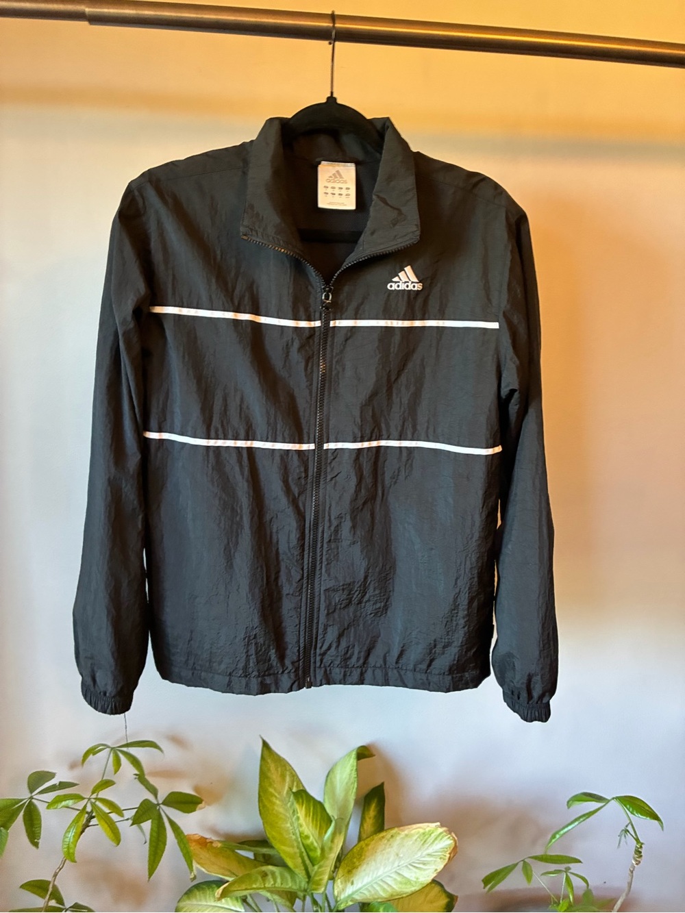 Vintage Adidas Black Reflective Windbreaker Jacket Men’s M